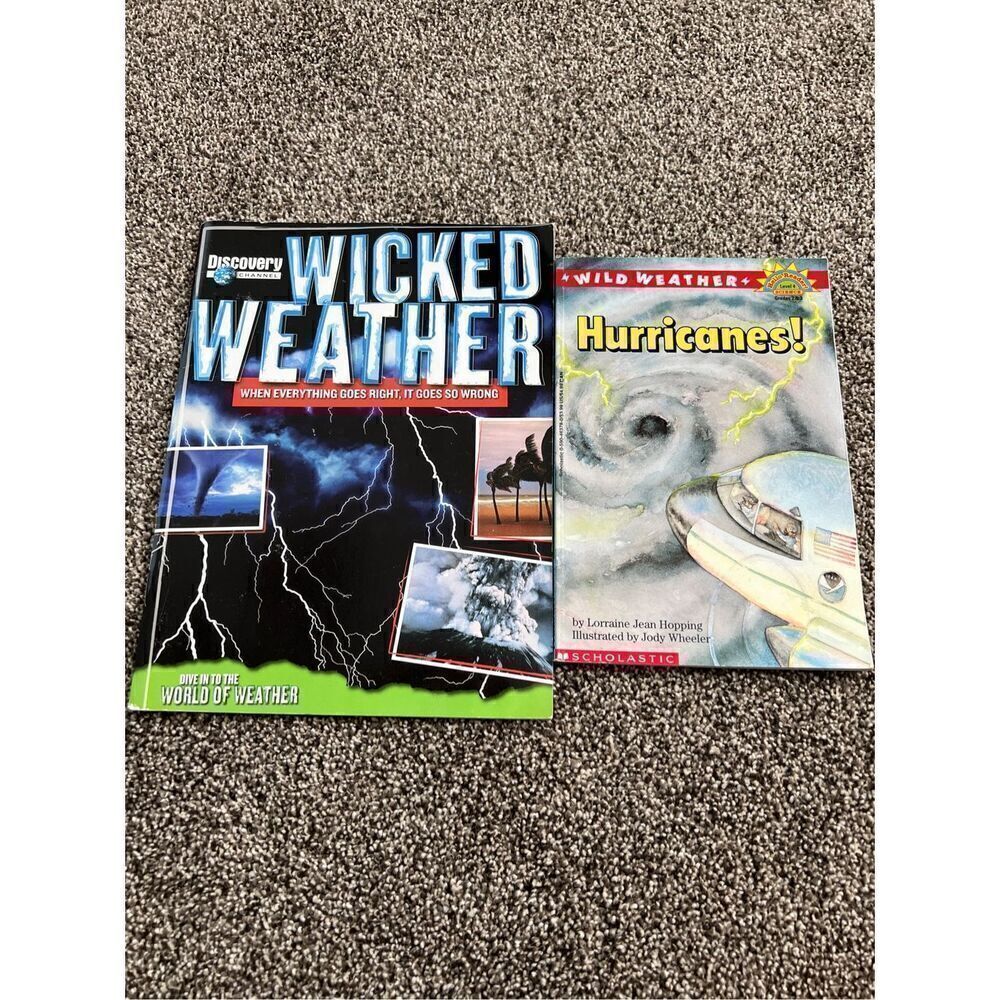 Set of 2 Weather books Wicked Weather and Wild Weather Hurricanes